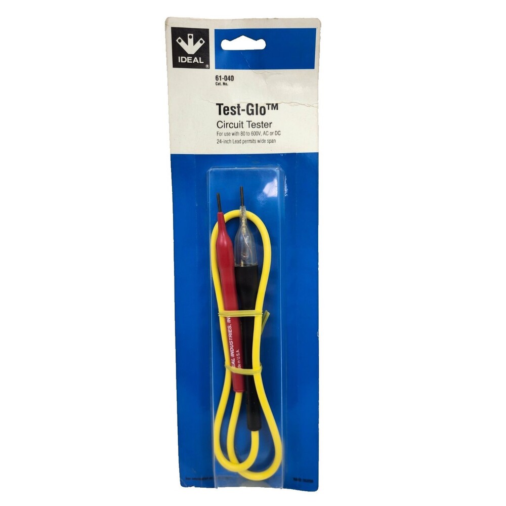Ideal Test-Glo Circuit Tester 80-600V AC/DC Voltage Tester Lead 61-040 New